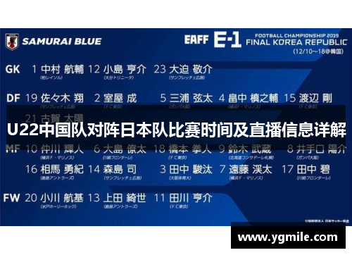 U22中国队对阵日本队比赛时间及直播信息详解